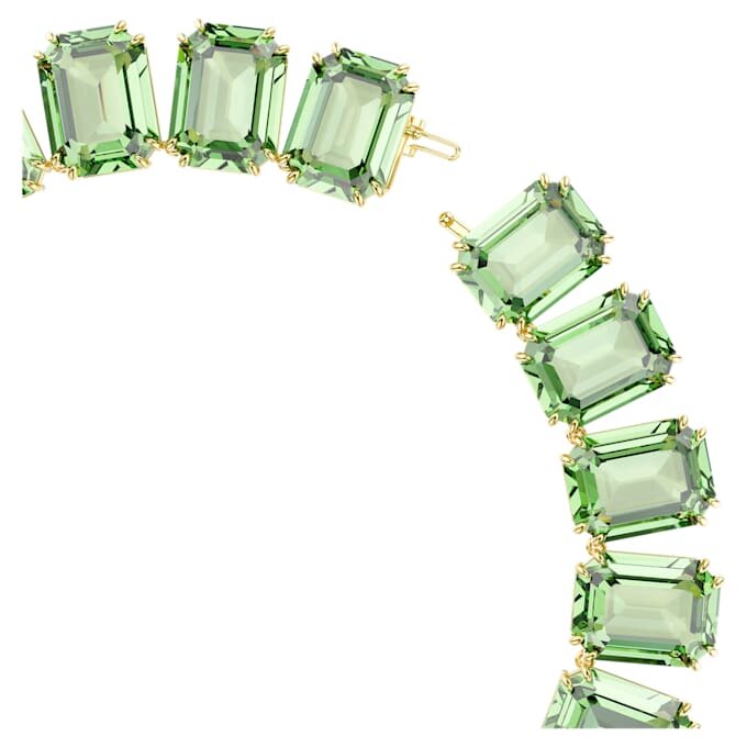 Colar Millenia com cristais de grandes dimensões, corte octogonal, verde, banhado a ouro Colar Millenia com cristais de grandes dimensões, corte octogonal, verde, banhado a ouro