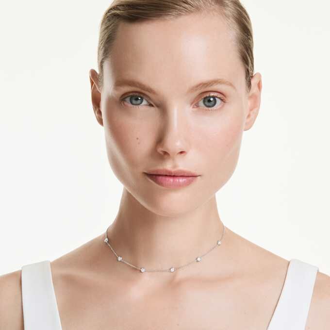 Colar octogonal com diamantes cultivados em laboratório, 0,7 ct no total, forma redonda, prata esterlina Colar octogonal com diamantes cultivados em laboratório, 0,7 ct no total, forma redonda, prata esterlina