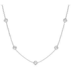 Colar octogonal com diamantes cultivados em laboratório, 0,7 ct no total, forma redonda, prata esterlina Colar octogonal com diamantes cultivados em laboratório, 0,7 ct no total, forma redonda, prata esterlina