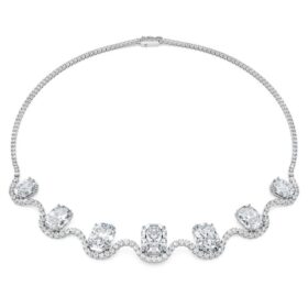 Colar octogonal com diamantes cultivados em laboratório, 37,70 Ct no total, forma octogonal, ouro branco de 18K Colar octogonal com diamantes cultivados em laboratório, 37,70 Ct no total, forma octogonal, ouro branco de 18K