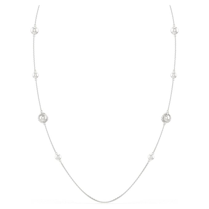 Colar «Snake Strandage» com pérolas de cristal, cortes mistos, Ano da Serpente, branco, banhado a ródio Colar «Snake Strandage» com pérolas de cristal, cortes mistos, Ano da Serpente, branco, banhado a ródio