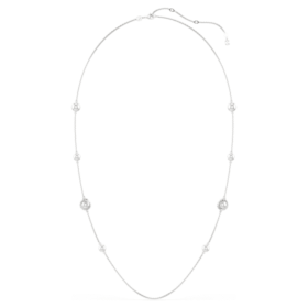 Colar «Snake Strandage» com pérolas de cristal, cortes mistos, Ano da Serpente, branco, banhado a ródio