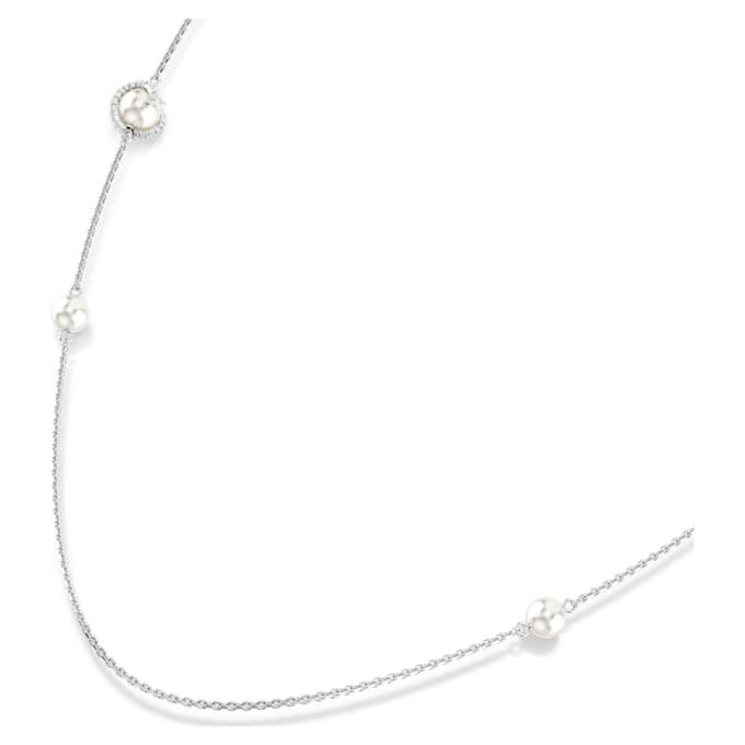 Colar «Snake Strandage» com pérolas de cristal, cortes mistos, Ano da Serpente, branco, banhado a ródio Colar «Snake Strandage» com pérolas de cristal, cortes mistos, Ano da Serpente, branco, banhado a ródio
