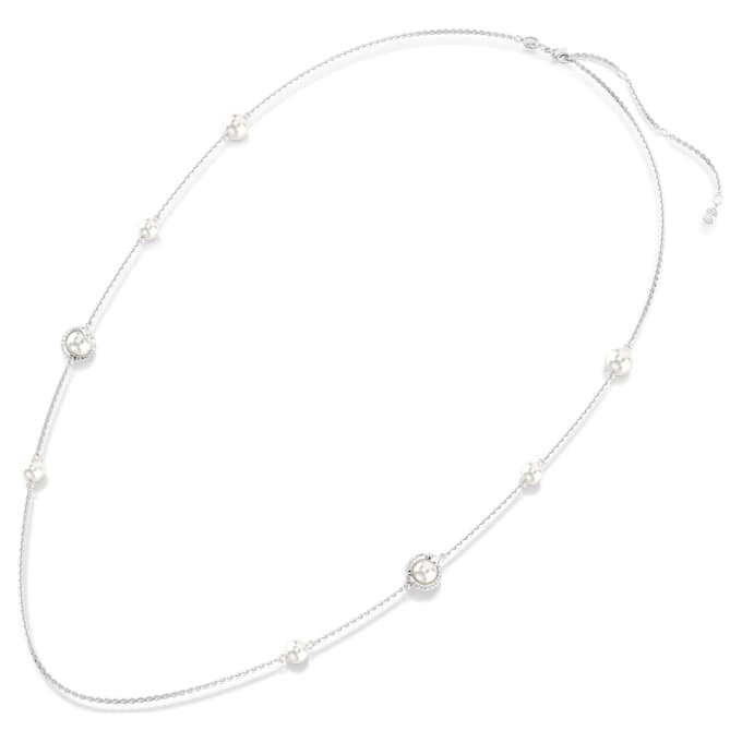 Colar «Snake Strandage» com pérolas de cristal, cortes mistos, Ano da Serpente, branco, banhado a ródio Colar «Snake Strandage» com pérolas de cristal, cortes mistos, Ano da Serpente, branco, banhado a ródio
