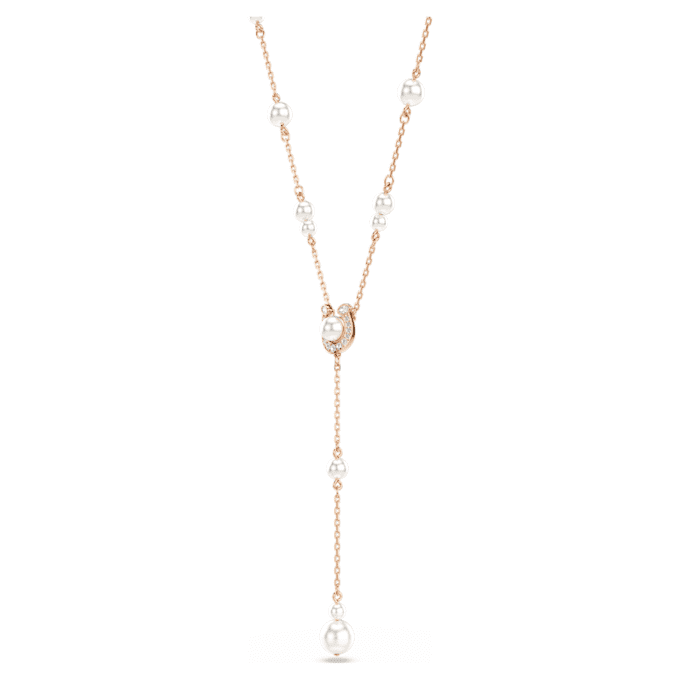 Colar Symbolica em Y com pérola de cristal, pavé, ferradura, branco, banhado a ouro rosa Colar Symbolica em Y com pérola de cristal, pavé, ferradura, branco, banhado a ouro rosa