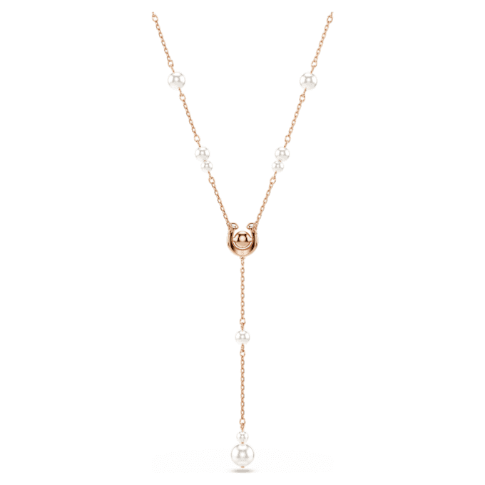 Colar Symbolica em Y com pérola de cristal, pavé, ferradura, branco, banhado a ouro rosa Colar Symbolica em Y com pérola de cristal, pavé, ferradura, branco, banhado a ouro rosa