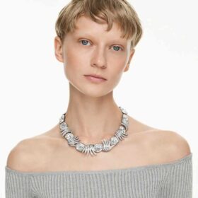 Colar «The Vienna Collection» Feather, Branco, banhado a ruténio