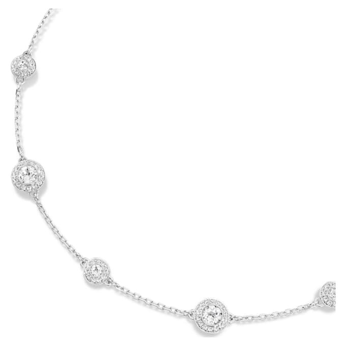 Colar Una Angelic com motivos de corte redondo em ambos os lados, branco, banhado a ródio Colar Una Angelic com motivos de corte redondo em ambos os lados, branco, banhado a ródio
