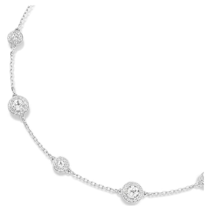 Colar Una Angelic com motivos de corte redondo em ambos os lados, branco, banhado a ródio Colar Una Angelic com motivos de corte redondo em ambos os lados, branco, banhado a ródio