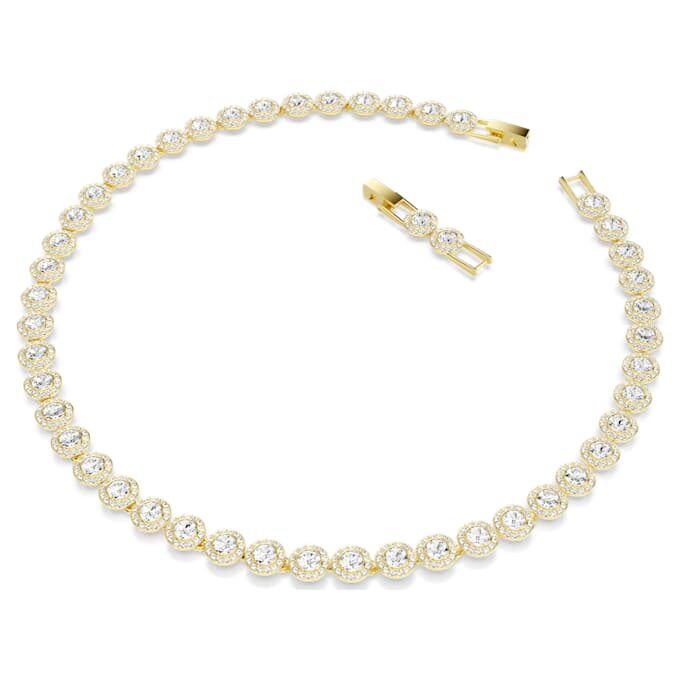 Colar Una Angelic, corte redondo, branco, banhado a dourado Colar Una Angelic, corte redondo, branco, banhado a dourado
