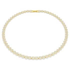 Colar Una Angelic, corte redondo, pequeno, branco, banhado a dourado Colar Una Angelic, corte redondo, pequeno, branco, banhado a dourado