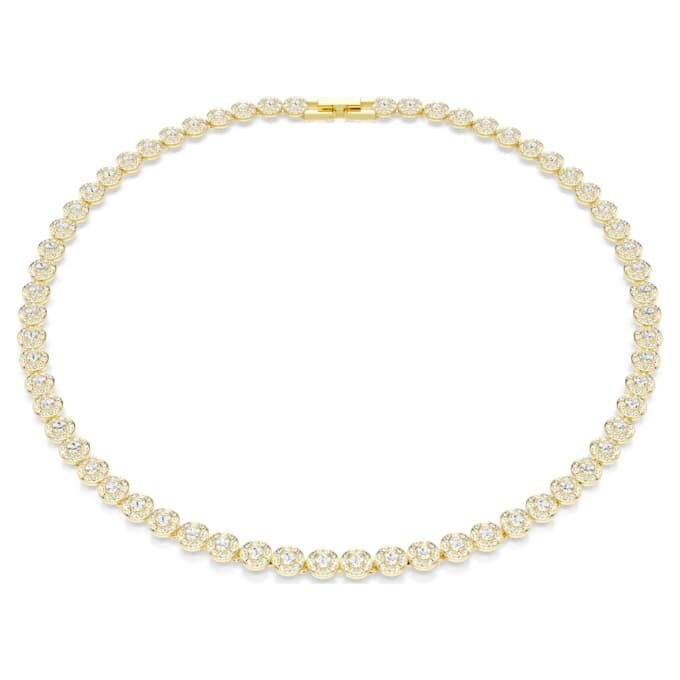 Colar Una Angelic, corte redondo, pequeno, branco, banhado a dourado Colar Una Angelic, corte redondo, pequeno, branco, banhado a dourado