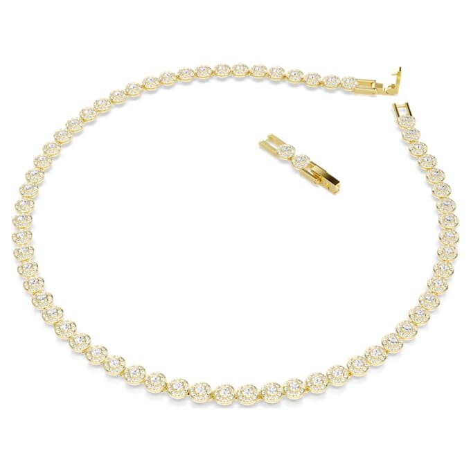 Colar Una Angelic, corte redondo, pequeno, branco, banhado a dourado Colar Una Angelic, corte redondo, pequeno, branco, banhado a dourado