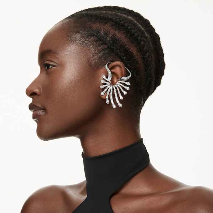 Coleção Vienna – Brinco tipo «ear cuff» em forma de cisne, branco, banhado a ruténio Coleção Vienna – Brinco tipo «ear cuff» em forma de cisne, branco, banhado a ruténio