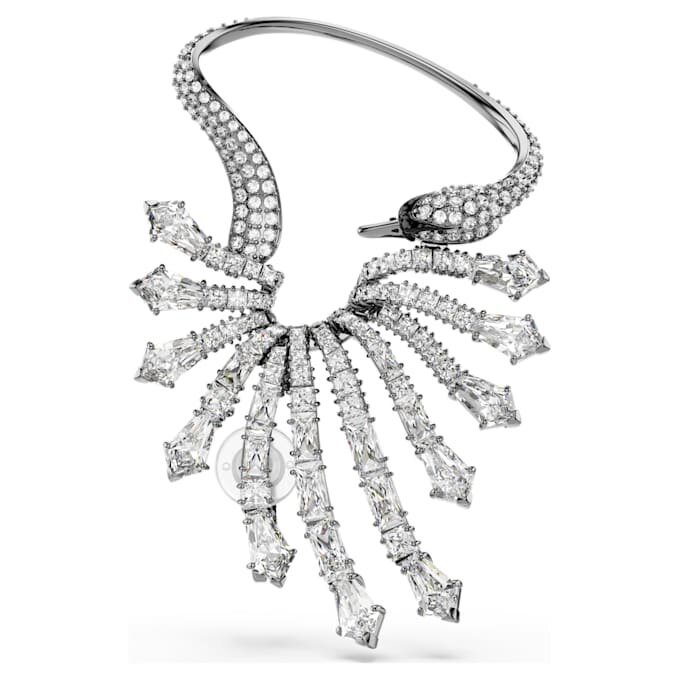 Coleção Vienna – Brinco tipo «ear cuff» em forma de cisne, branco, banhado a ruténio Coleção Vienna – Brinco tipo «ear cuff» em forma de cisne, branco, banhado a ruténio