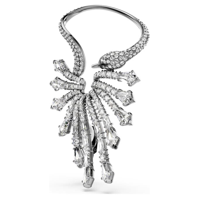 Coleção Vienna – Brinco tipo «ear cuff» em forma de cisne, branco, banhado a ruténio Coleção Vienna – Brinco tipo «ear cuff» em forma de cisne, branco, banhado a ruténio