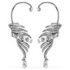 Coleção Vienna – Brincos tipo «ear cuff» com penas, grandes, brancos, banhados a ruténio Coleção Vienna – Brincos tipo «ear cuff» com penas, grandes, brancos, banhados a ruténio