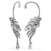 Coleção Vienna – Brincos tipo «ear cuff» com penas, grandes, brancos, banhados a ruténio Coleção Vienna – Brincos tipo «ear cuff» com penas, grandes, brancos, banhados a ruténio
