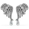 Coleção Vienna – Brincos tipo ear cuff «Feather», Branco, banhados a ruténio