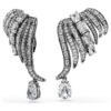 Coleção Vienna – Brincos tipo ear cuff «Feather», Branco, banhados a ruténio