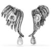 Coleção Vienna – Brincos tipo ear cuff «Feather», Branco, banhados a ruténio