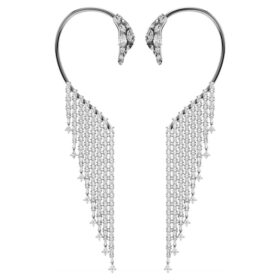 Coleção Vienna – Brincos tipo «ear cuff» «Swan», brancos, banhados a ruténio