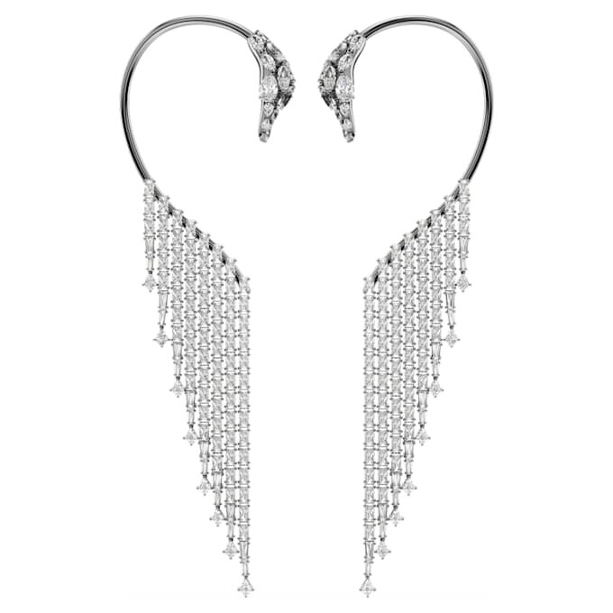 Coleção Vienna – Brincos tipo «ear cuff» «Swan», brancos, banhados a ruténio Coleção Vienna – Brincos tipo «ear cuff» «Swan», brancos, banhados a ruténio