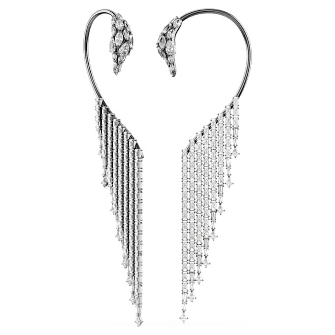 Coleção Vienna – Brincos tipo «ear cuff» «Swan», brancos, banhados a ruténio Coleção Vienna – Brincos tipo «ear cuff» «Swan», brancos, banhados a ruténio
