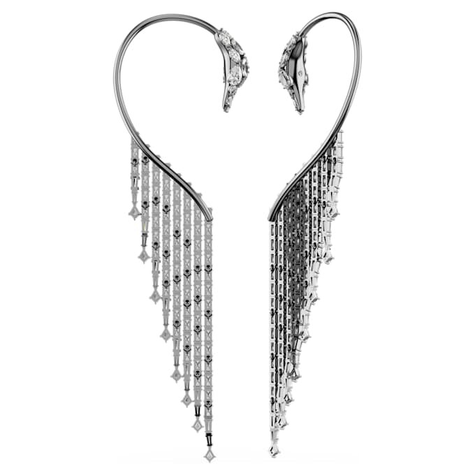 Coleção Vienna – Brincos tipo «ear cuff» «Swan», brancos, banhados a ruténio Coleção Vienna – Brincos tipo «ear cuff» «Swan», brancos, banhados a ruténio