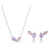 Conjunto Ariana Grande X Swarovski com cortes mistos, multicolorido, banhado a ródio