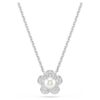 Conjunto Ariana Grande X Swarovski com pérola de cristal, corte redondo, flor, branco, banhado a ródio