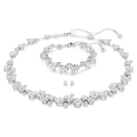 Conjunto Constella com cortes mistos, branco, banhado a ródio