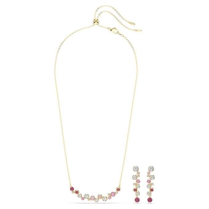 Conjunto Constella com cortes mistos, multicolorido, banhado a dourado Conjunto Constella com cortes mistos, multicolorido, banhado a dourado