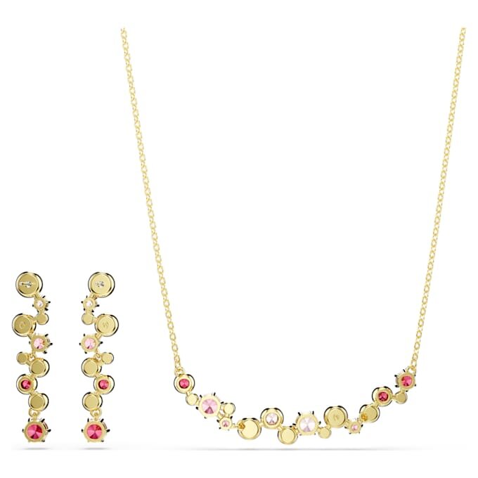 Conjunto Constella com cortes mistos, multicolorido, banhado a dourado Conjunto Constella com cortes mistos, multicolorido, banhado a dourado