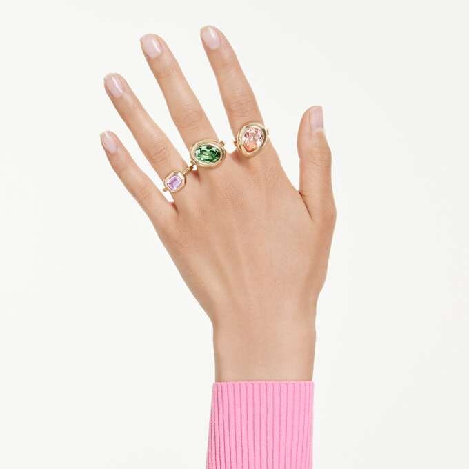 Conjunto de anéis com motivo Gema (3), multicolorido, banhado a dourado Conjunto de anéis com motivo Gema (3), multicolorido, banhado a dourado