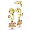 Conjunto de brincos Idyllia (3), cortes mistos, flor, multicolorido, banhado a dourado