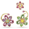 Conjunto de brincos Idyllia (3), design assimétrico, cortes mistos, flor, multicolorido, banhado a dourado Conjunto de brincos Idyllia (3), design assimétrico, cortes mistos, flor, multicolorido, banhado a dourado