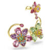 Conjunto de brincos Idyllia (3), design assimétrico, cortes mistos, flor, multicolorido, banhado a dourado Conjunto de brincos Idyllia (3), design assimétrico, cortes mistos, flor, multicolorido, banhado a dourado