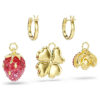 Conjunto de brincos pendentes Idyllia (3), joaninha, trevo, morango, multicoloridos, banhados a ouro