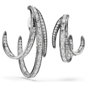 Conjunto de brincos tipo «ear cuff» da Coleção Vienna (3) Pena, Branco, com revestimento de ruténio