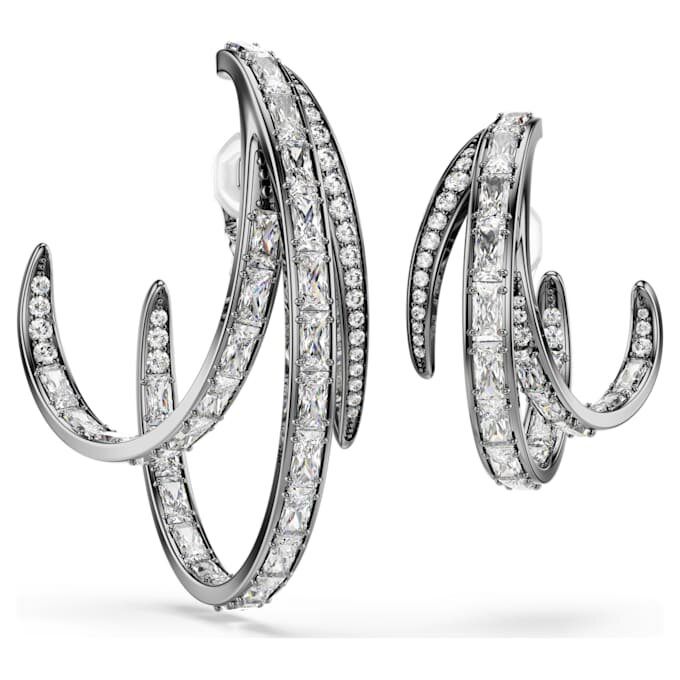 Conjunto de brincos tipo «ear cuff» da Coleção Vienna (3) Pena, Branco, com revestimento de ruténio Conjunto de brincos tipo «ear cuff» da Coleção Vienna (3) Pena, Branco, com revestimento de ruténio