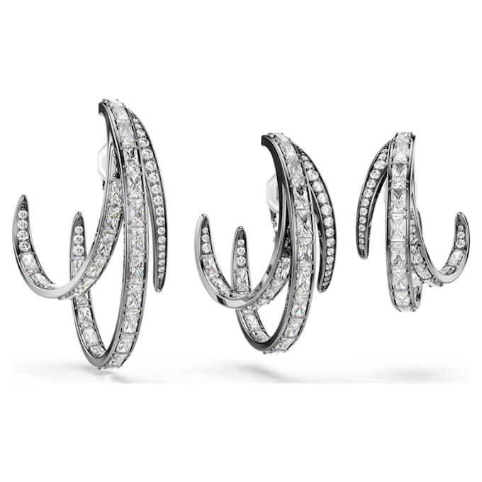 Conjunto de brincos tipo «ear cuff» da Coleção Vienna (3) Pena, Branco, com revestimento de ruténio Conjunto de brincos tipo «ear cuff» da Coleção Vienna (3) Pena, Branco, com revestimento de ruténio