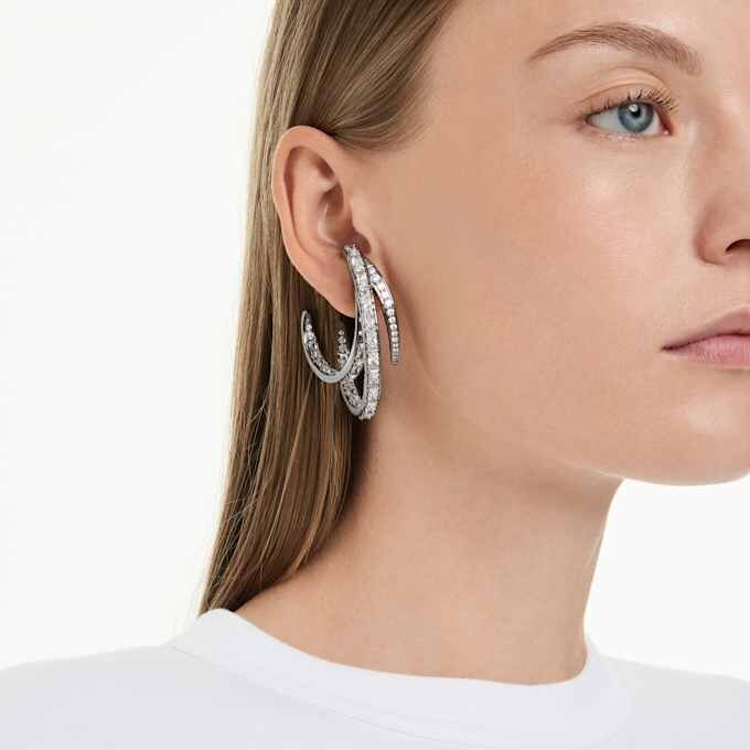 Conjunto de brincos tipo «ear cuff» da Coleção Vienna (3) Pena, Branco, com revestimento de ruténio Conjunto de brincos tipo «ear cuff» da Coleção Vienna (3) Pena, Branco, com revestimento de ruténio