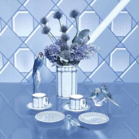 Chávena de café expresso Signum com pires, em porcelana, azul