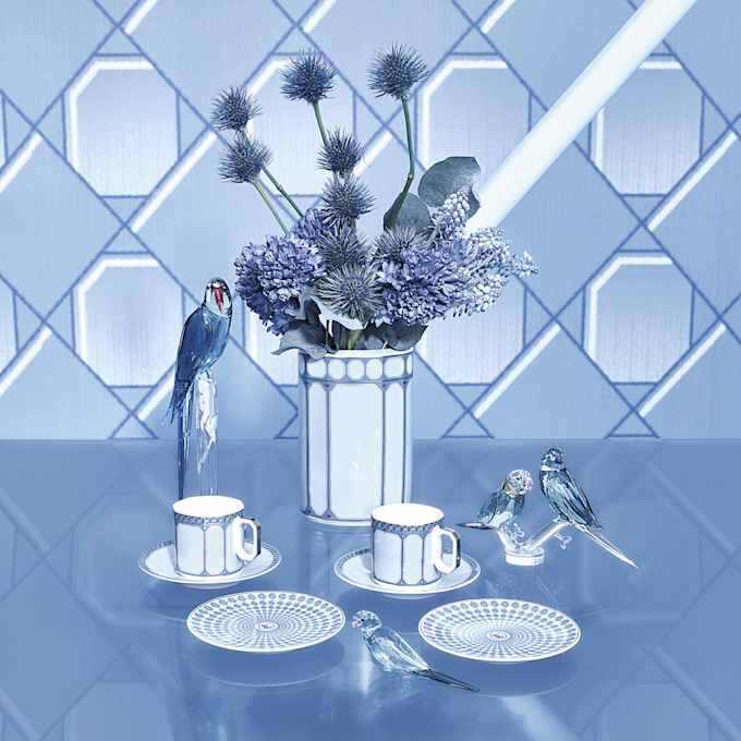 Chávena de café expresso Signum com pires, em porcelana, azul Chávena de café expresso Signum com pires, em porcelana, azul