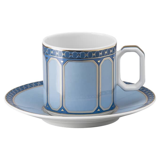 Chávena de café expresso Signum com pires, em porcelana, azul Chávena de café expresso Signum com pires, em porcelana, azul