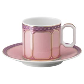 Chávena de café expresso Signum com pires, em porcelana, cor-de-rosa