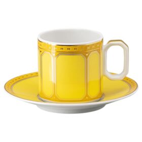 Chávena de café expresso Signum com pires, em porcelana, amarela