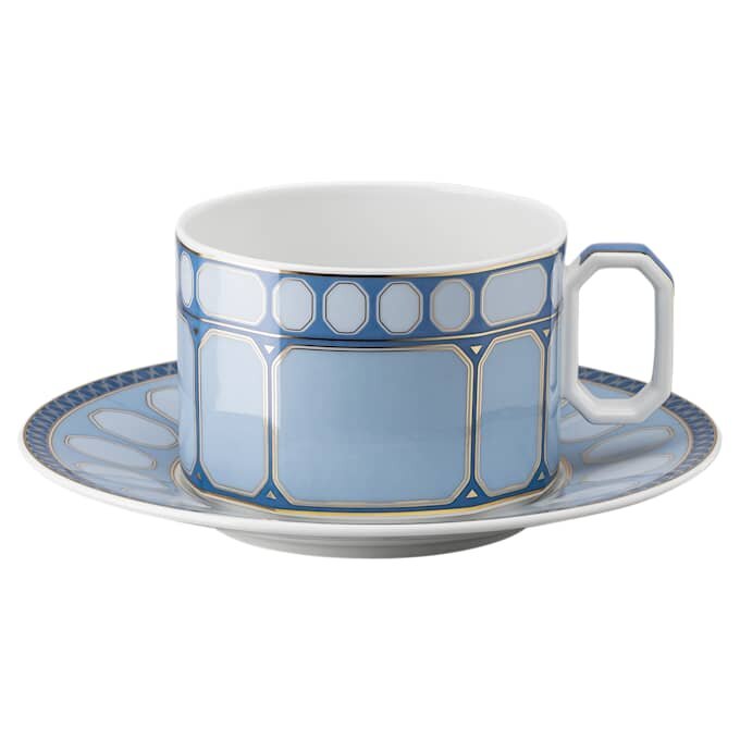 Chávena com pires Signum em porcelana, azul Chávena com pires Signum em porcelana, azul