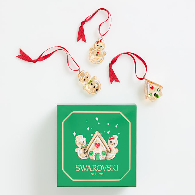Conjunto de enfeites de Natal «Holiday Cheers» com motivos de pão de gengibre Conjunto de enfeites de Natal «Holiday Cheers» com motivos de pão de gengibre